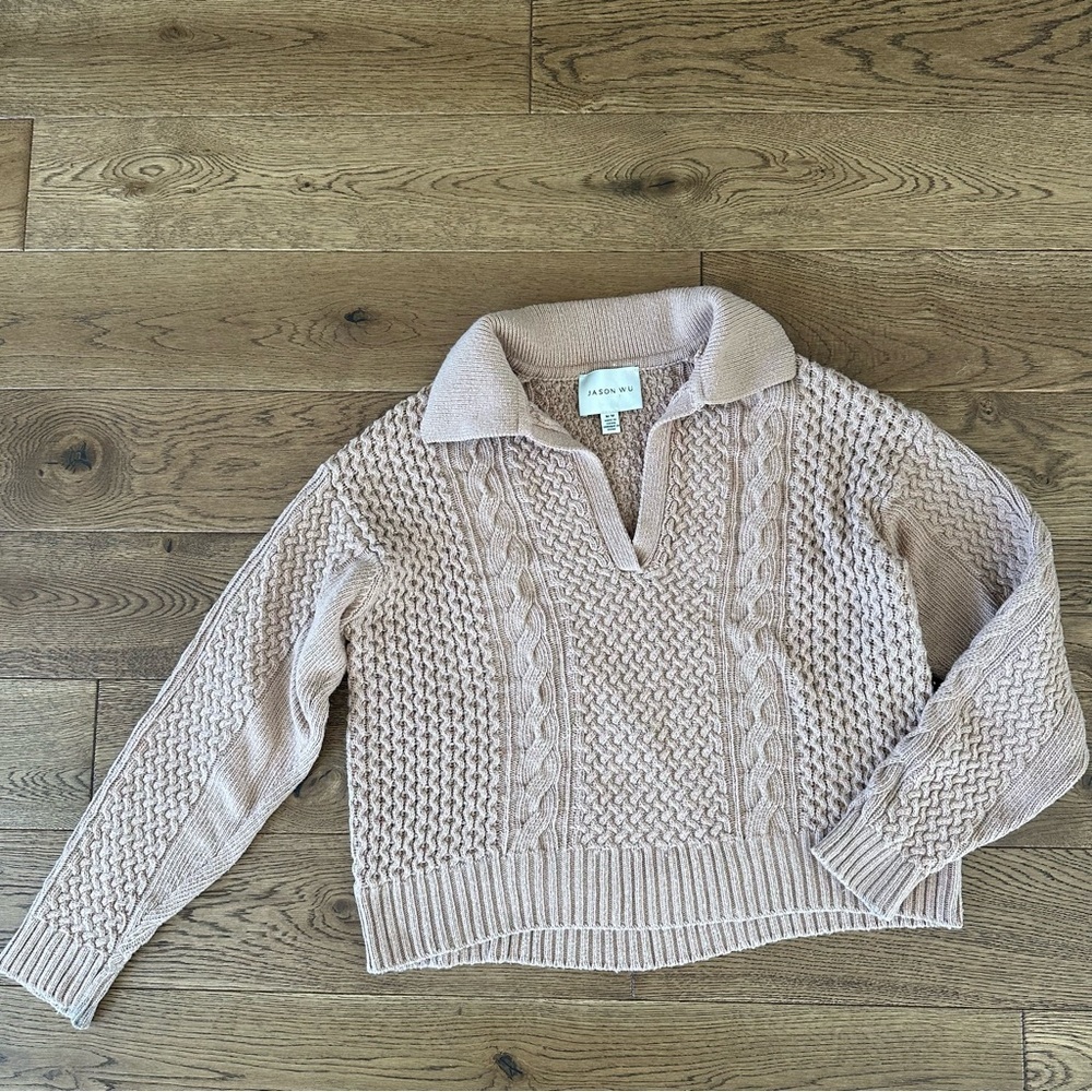 Jason Wu Cotton Wool Blend Cable Knit Sweater Tan
Sz M